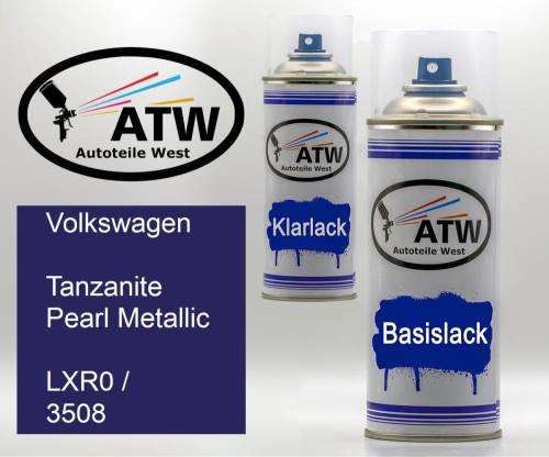 Volkswagen, Tanzanite Pearl Metallic, LXR0 / 3508: 400ml Sprühdose + 400ml Klarlack - Set, von ATW Autoteile West.